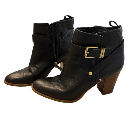 Franco Sarto Delancy Black Leather Ankle Boots - Picture 1 of 8
